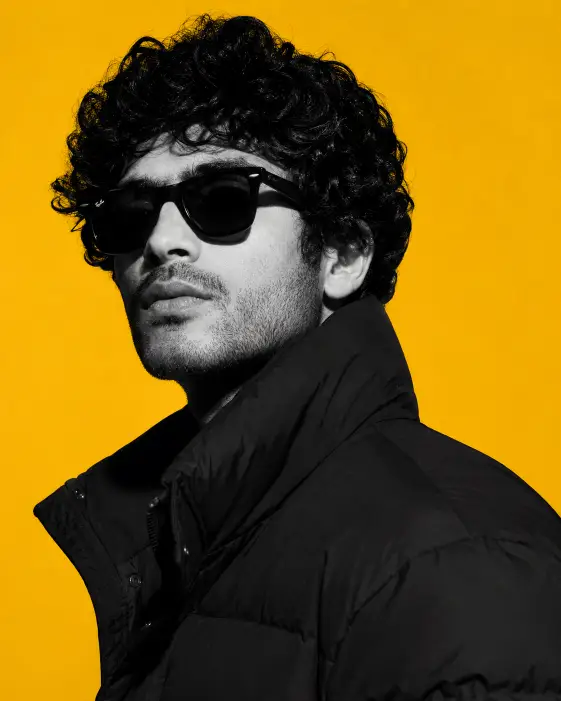 Black and White Portrait Prompt on Bright Yellow Background